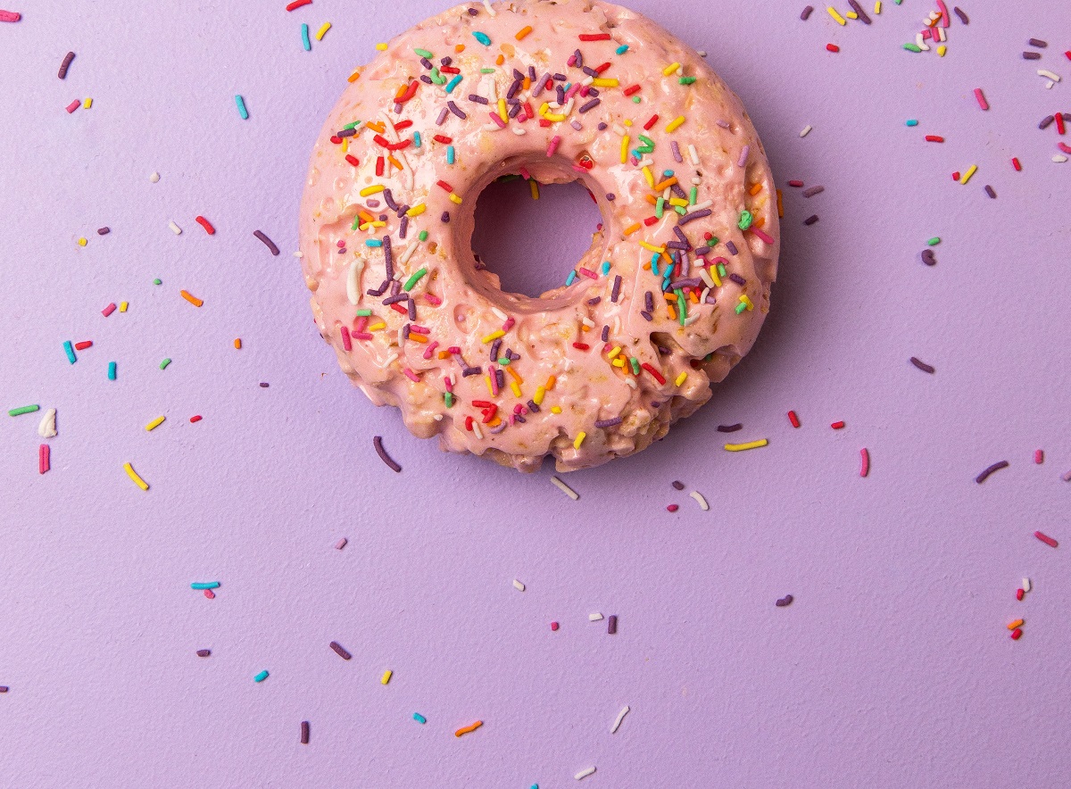 Donut made from crushed CORN THINS slices & marshmallows