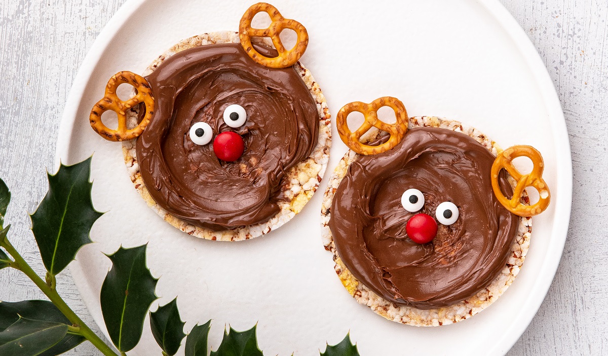 Reindeers made with Nutella & Corn Thins slices