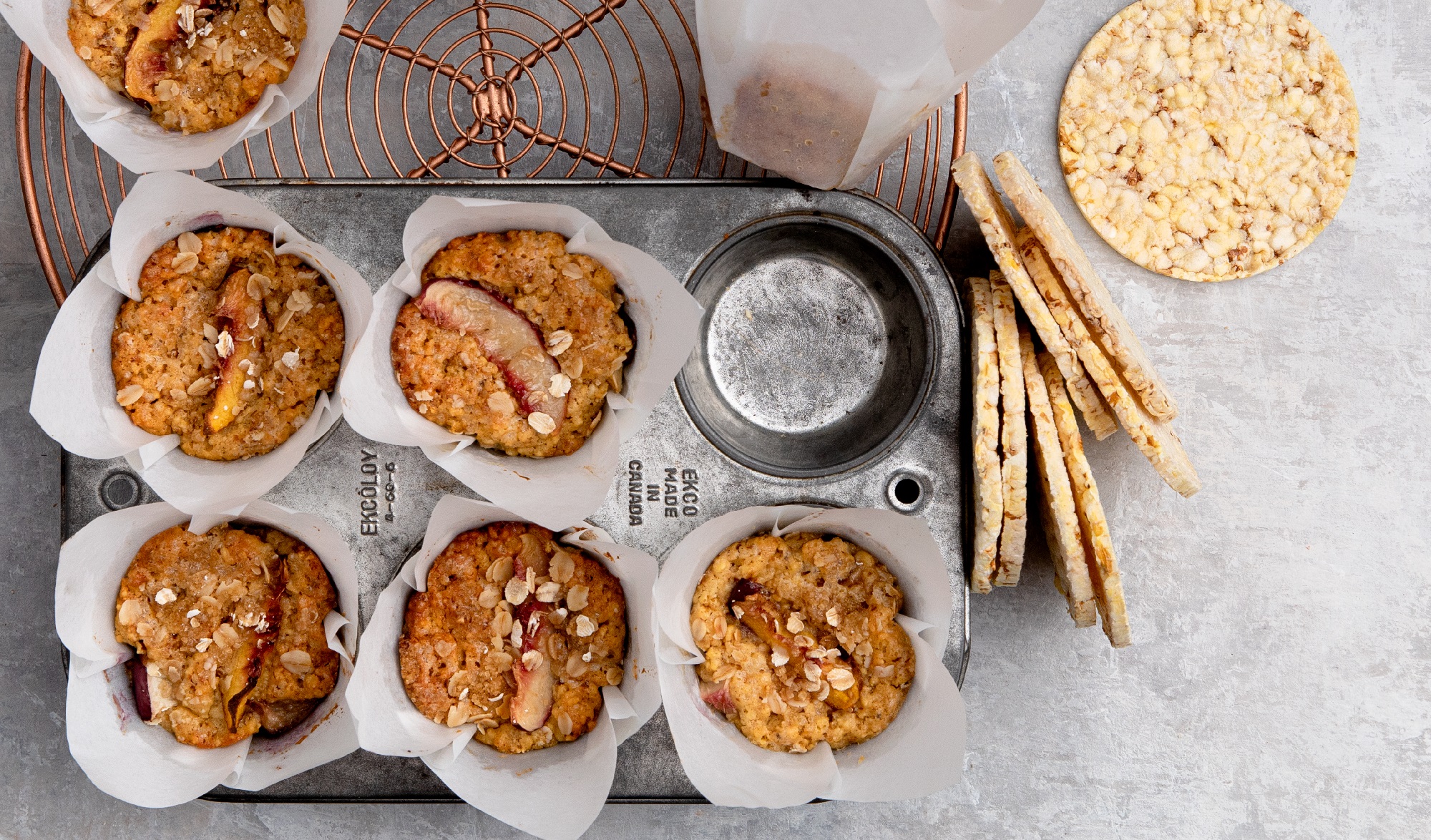 Gluten free nectarine & Brown sugar muffins using CORN THINS slices