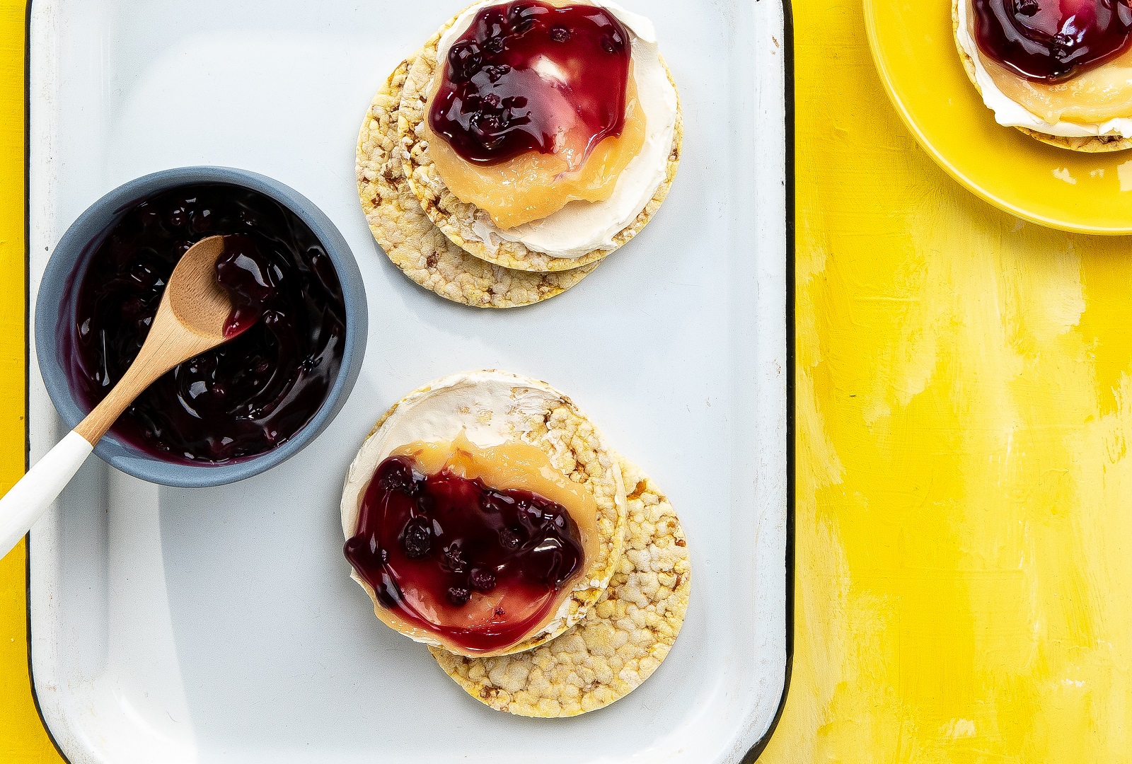Cream Cheese, Lemon Curd & Blueberry Compote on CORN THINS slices