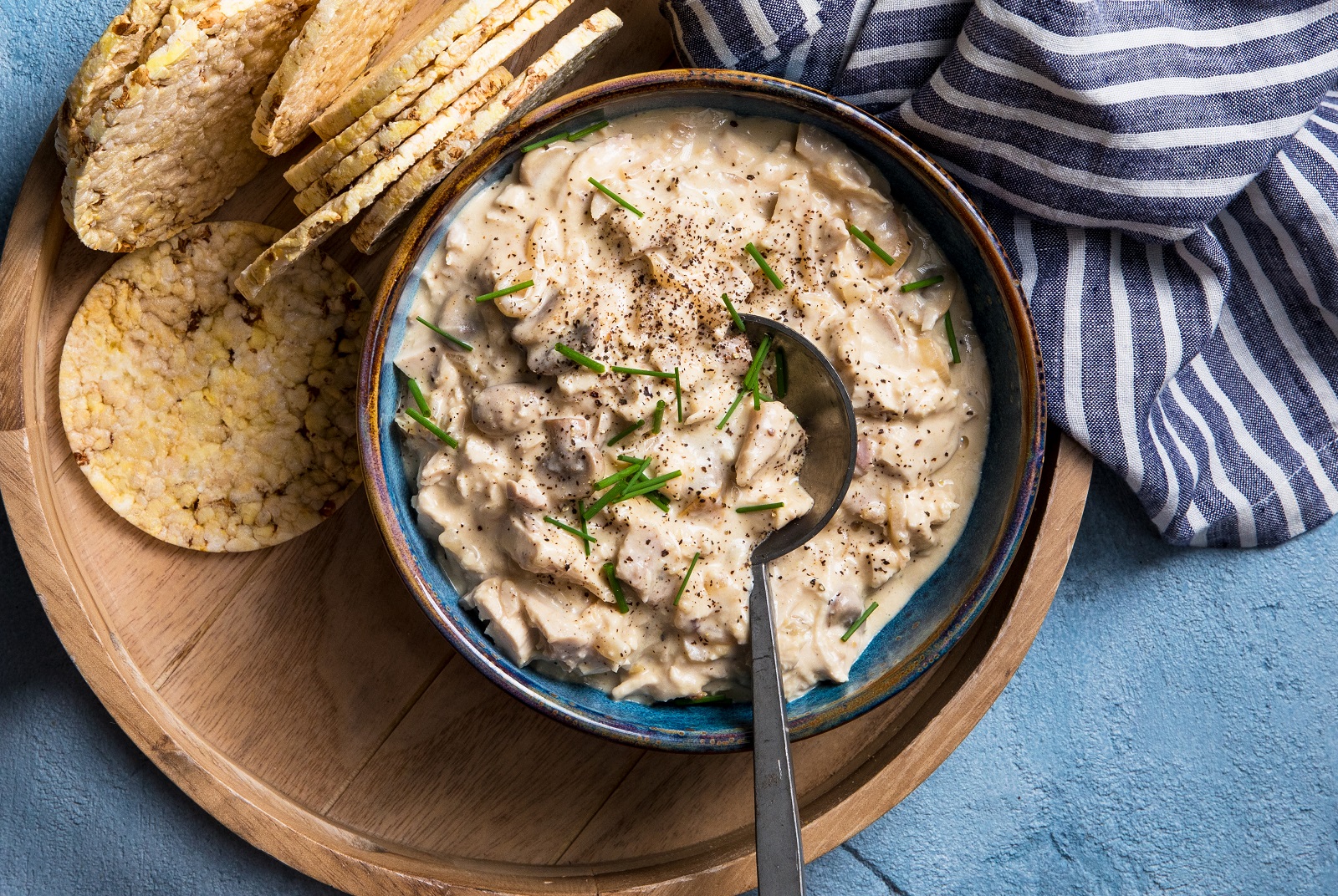 Creamy Chicken & Mushroom Spread on Corn Thins slices