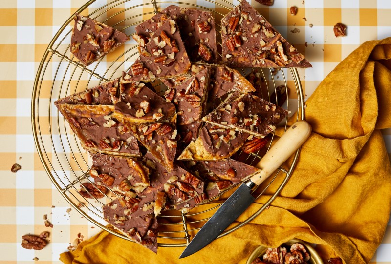 Choc Pecan Slice using Corn Thins slices