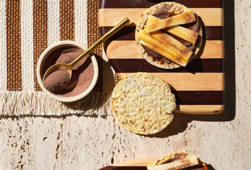 Miso Caramel, Banana & Ovaltine on Corn Thins slices